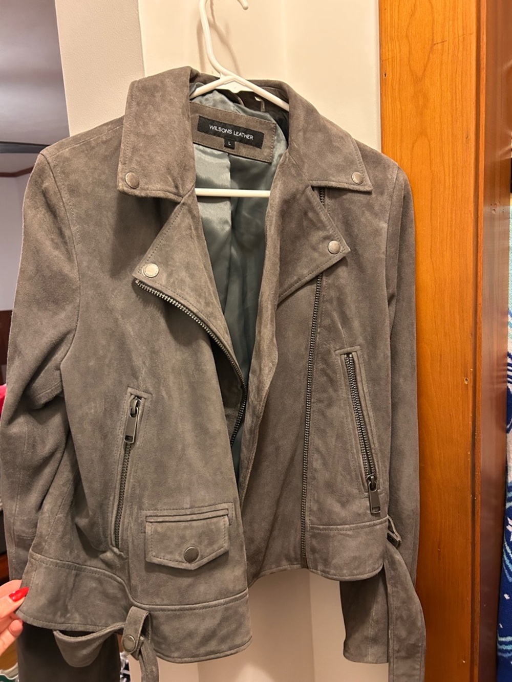 Wilsons Leather Gray Suede Motorcycle Jacket